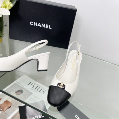 Chanel Spring and Summer Dancing Shoes Series White Small Round Head New Sandals Heel Height 6cm - Image 7
