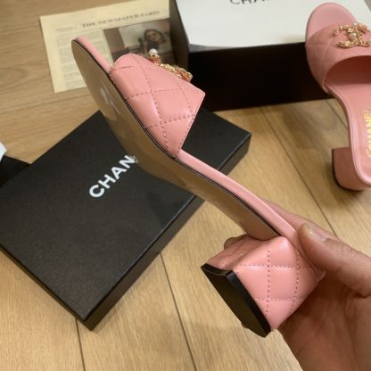 Chanel spring and summer new pink characteristic lady temperament durable thick heel sandals heel height 4.5cm - Image 7