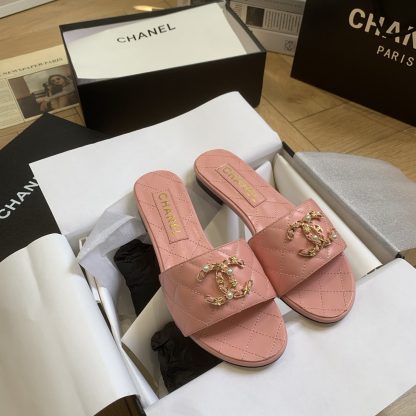 Chanel's new spring and summer light pink characteristic ladylike temperament durable flat sandals - Image 7
