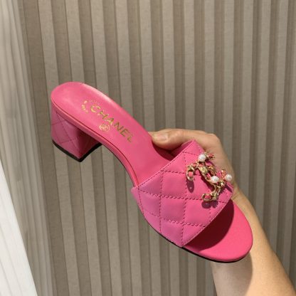 Chanel's new spring and summer deep pink characteristic ladylike temperament durable thick heel sandals heel height 4.5cm - Image 7