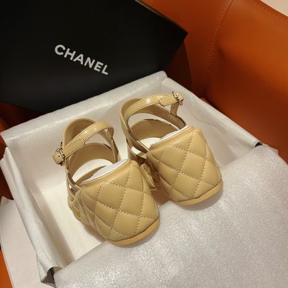 Chanel new bow high heel apricot sandals, heel height 7.5cm - Image 7
