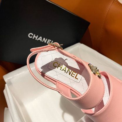 Chanel new bow high-heeled pink sandals, heel height 7.5cm - Image 7