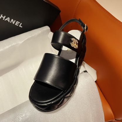 Chanel new bow high-heeled black sandals, heel height 7.5cm - Image 7