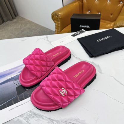 Chanel Couple's High-end Fashionable Dark Pink Sandals - Image 7