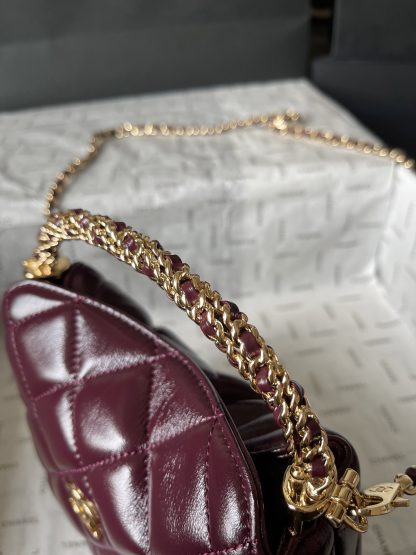 Chanel Lunch Box Bag Hobo with Woven Handle Tote Bag - Image 7