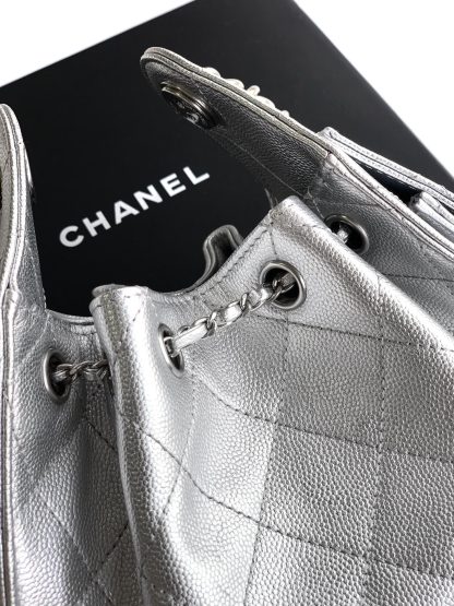 Chanel bag style hippie hobo shiny silver bag - Image 7