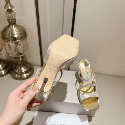 Jimmy Choo Gold Temperament Sandals High Heels - Image 7