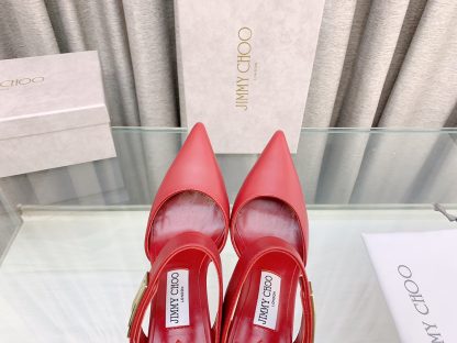 Jimmy Choo metal buckle half slippers women's high heels - Image 7