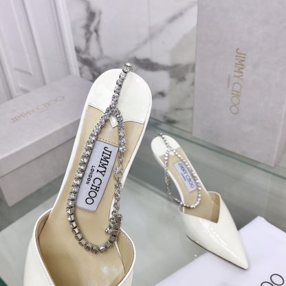 Jimmy Choo patent leather crystal chain high heels - Image 6