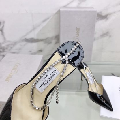 Jimmy Choo patent leather crystal chain pumps - Image 7
