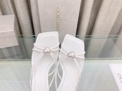 Jimmy Choo fashionable minimalist heart-shaped crystal diamond strap high heels - Image 7