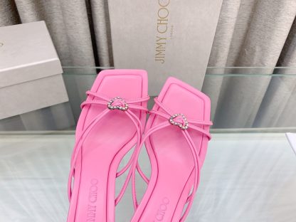 Jimmy Choo stylish heart-shaped crystal intertwined strappy sandals high heels - Image 7