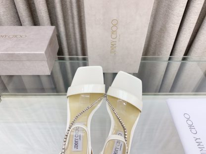 Jimmy Choo Crystal Chain Square Toe High Heels - Image 7