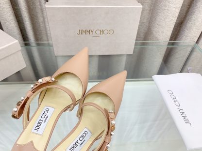 Jimmy Choo mesh rhinestone explosion bow high heels - Image 7