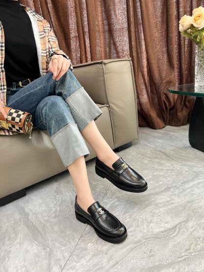 Chanel versatile black shiny slim temperament loafers heel height 2cm - Image 7