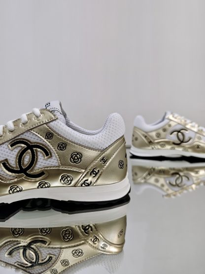Chanel Unisex Gold Diamond Breathable Mesh Casual Shoes - Image 7