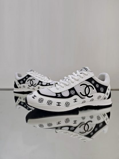 Chanel Unisex Black and White Diamond Breathable Mesh Casual Shoes - Image 7