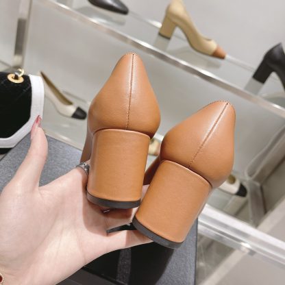 Chanel new apricot classic retro classic round toe shoes heel height 6.5cm - Image 7