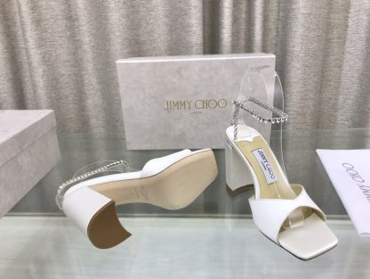 Jimmy Choo new crystal chain square toe high-heeled sandals - Image 6