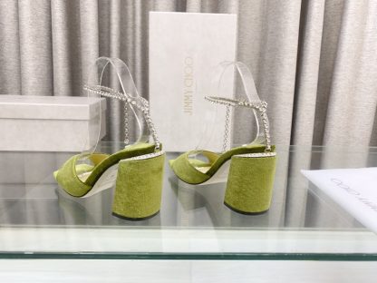 Jimmy Choo new crystal chain square toe high-heeled sandals - Image 7