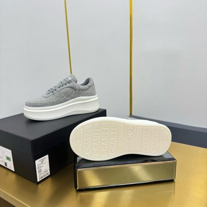 Chanel Grey Casual Versatile Sneakers - Image 7