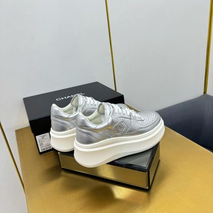 Chanel Silver Casual Versatile Sneakers - Image 7