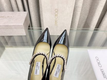 Jimmy Choo Strapless Rhinestone Pointed Toe High Heels - Image 7