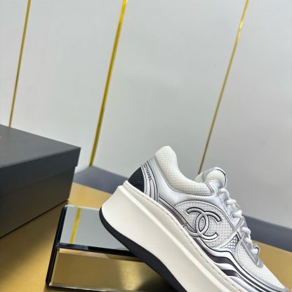 Chanel white and silver casual versatile sneakers - Image 7
