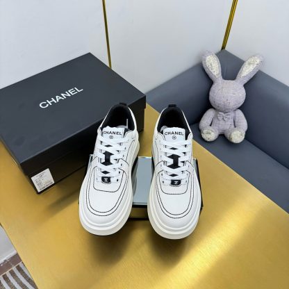Chanel beige with black lining casual versatile sneakers - Image 7
