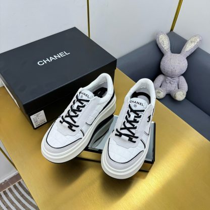 Chanel white and gray with black laces casual versatile sports shoes - Image 7