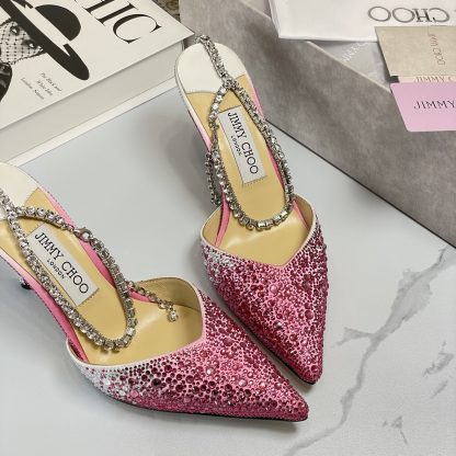 Jimmy Choo classic diamond chain pointed crystal high-heeled sandals - Image 7