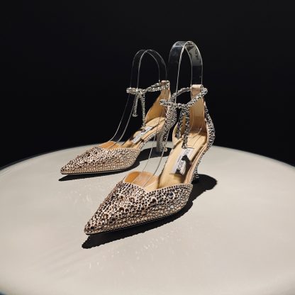 Jimmy Choo classic diamond chain pointed crystal high heels - Image 6