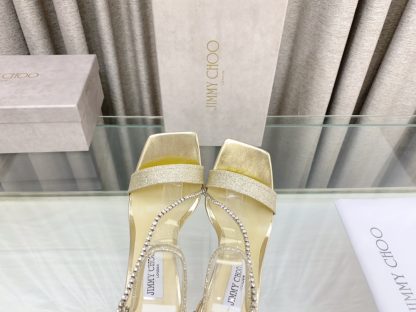 Jimmy Choo new summer crystal chain square toe high heels - Image 7