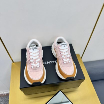 Chanel men's and women's couple's pink and orange classic sports casual dad shoes - Image 7