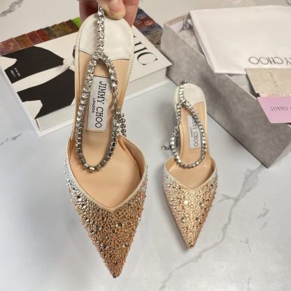 Jimmy Choo diamond chain pointed crystal high heel sandals - Image 7