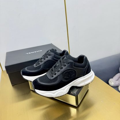 Chanel men's and women's couple's pure black classic sports casual dad shoes - Image 7