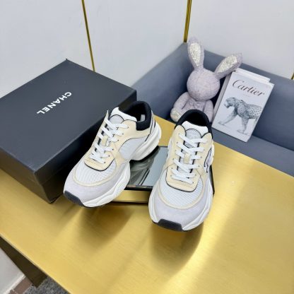 Chanel men's and women's couple's white with beige classic breathable casual dad shoes - Image 7