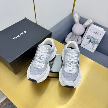 Chanel men's and women's couple silver-gray classic breathable casual dad shoes - Image 7