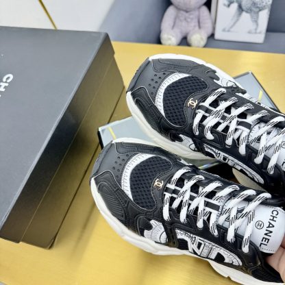 Chanel men's and women's couple's black and white classic breathable versatile casual dad shoes - Image 7