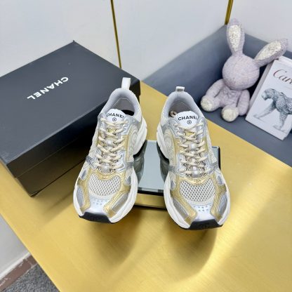 Chanel men's and women's couple silver-gold classic breathable casual dad shoes - Image 7