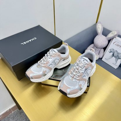 Chanel men's and women's couple silver pink classic breathable casual dad shoes - Image 7