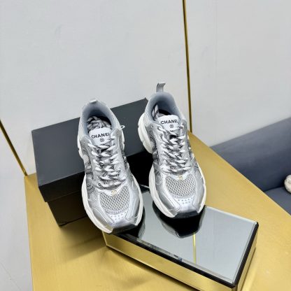 Chanel men's and women's couple silver and black classic breathable casual dad shoes - Image 7