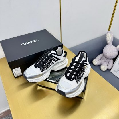 Chanel men's and women's couple silver and black classic sports casual dad shoes - Image 7