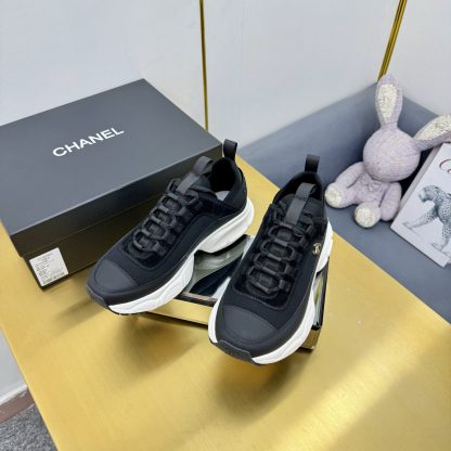 Chanel men's and women's couple's pure black classic sports all-match casual dad shoes - Image 7