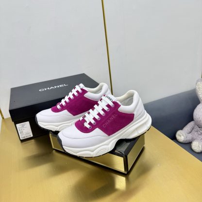 Chanel men's and women's couple's white mix and match pink classic sports casual dad shoes - Image 7