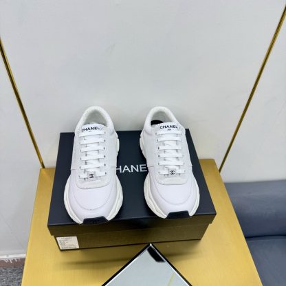 Chanel men's and women's couple's white mix and match light gray classic sports casual dad shoes - Image 7