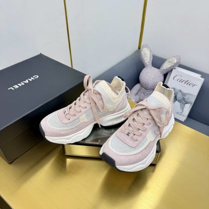 Chanel unisex couple's pink with apricot casual dad shoes - Image 7