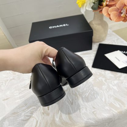 Chanel autumn and winter new black retro style small round head thick heel loafers - Image 7