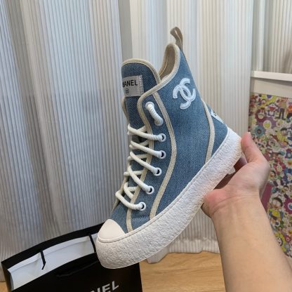 Chanel new comfortable dark blue mid boots - Image 7