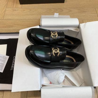 Chanel early spring season new retro style black small square head loafers - Image 7